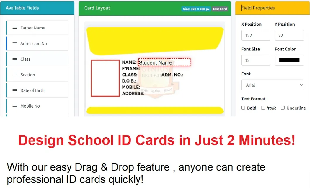 School ID Cards Design Web And Android Application Source Code